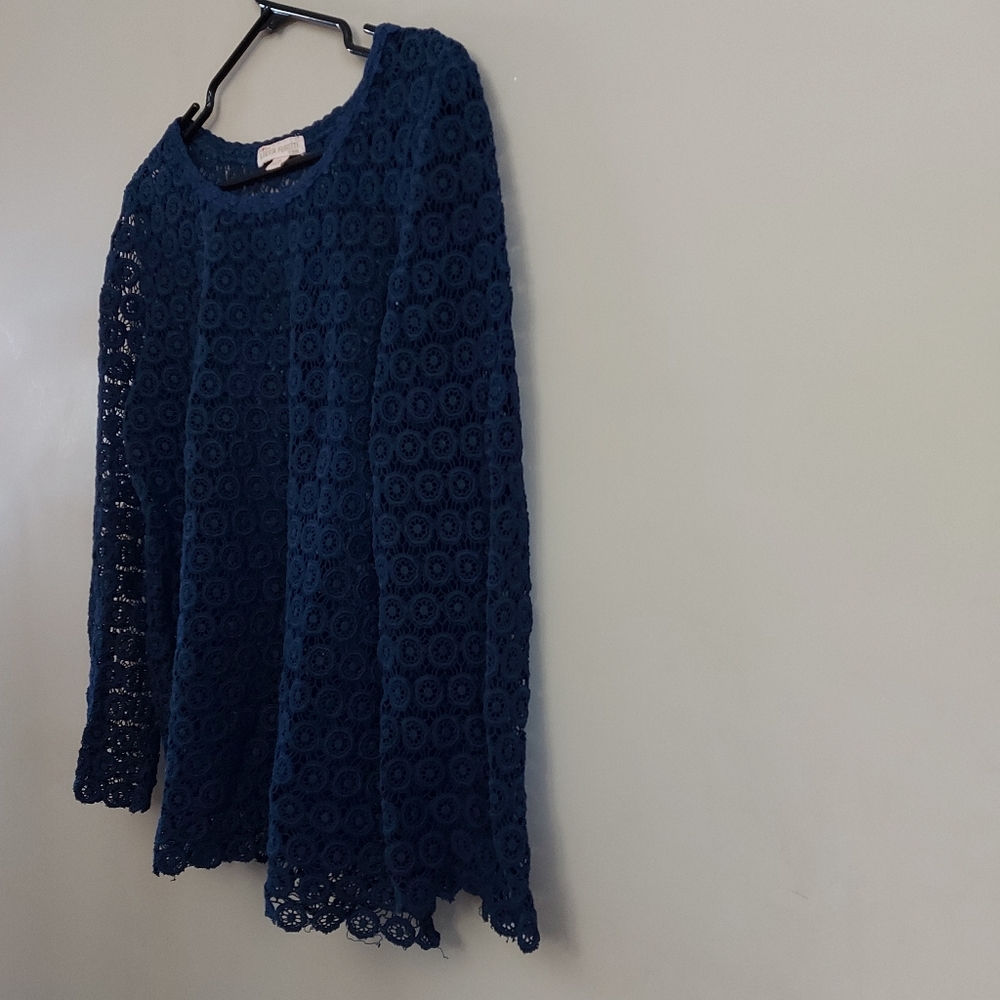 Alberta Ferretti blue crochet lace tunic top Size Medium - Picture 3 of 7